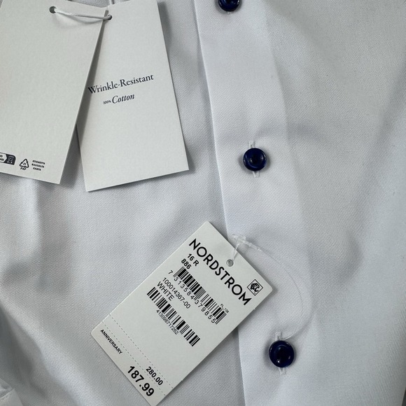 ETON Slim White Geometric Gray Flip Cuff Men's Cotton Button Front 16/41 NWT - Picture 6 of 7